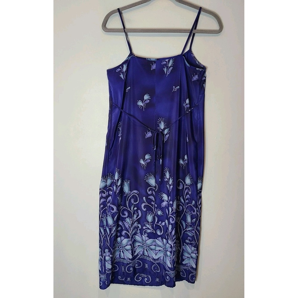 VTG 90s‎ Y2K California Concepts Maxi Dress Sz 16 Blue Floral Resort Satin - Picture 7 of 8